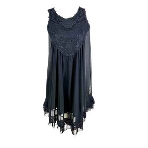 Altar'd State Black Dress XS Sheer Mesh Overlay Whimsigoth Dark Romantic Flowy
